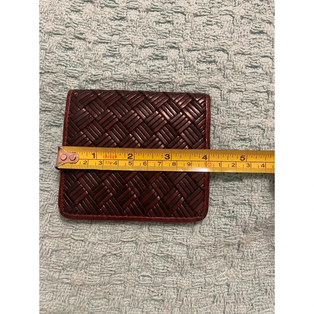 Brighton Mens Bifold Wallet Brown Woven Leather Basket Weave ID Window